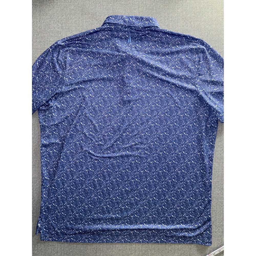Johnnie-O Mens XXL Blue Floral Performance Polo Shirt Gainey Ranch UPF 50 Golf - Picture 8 of 10